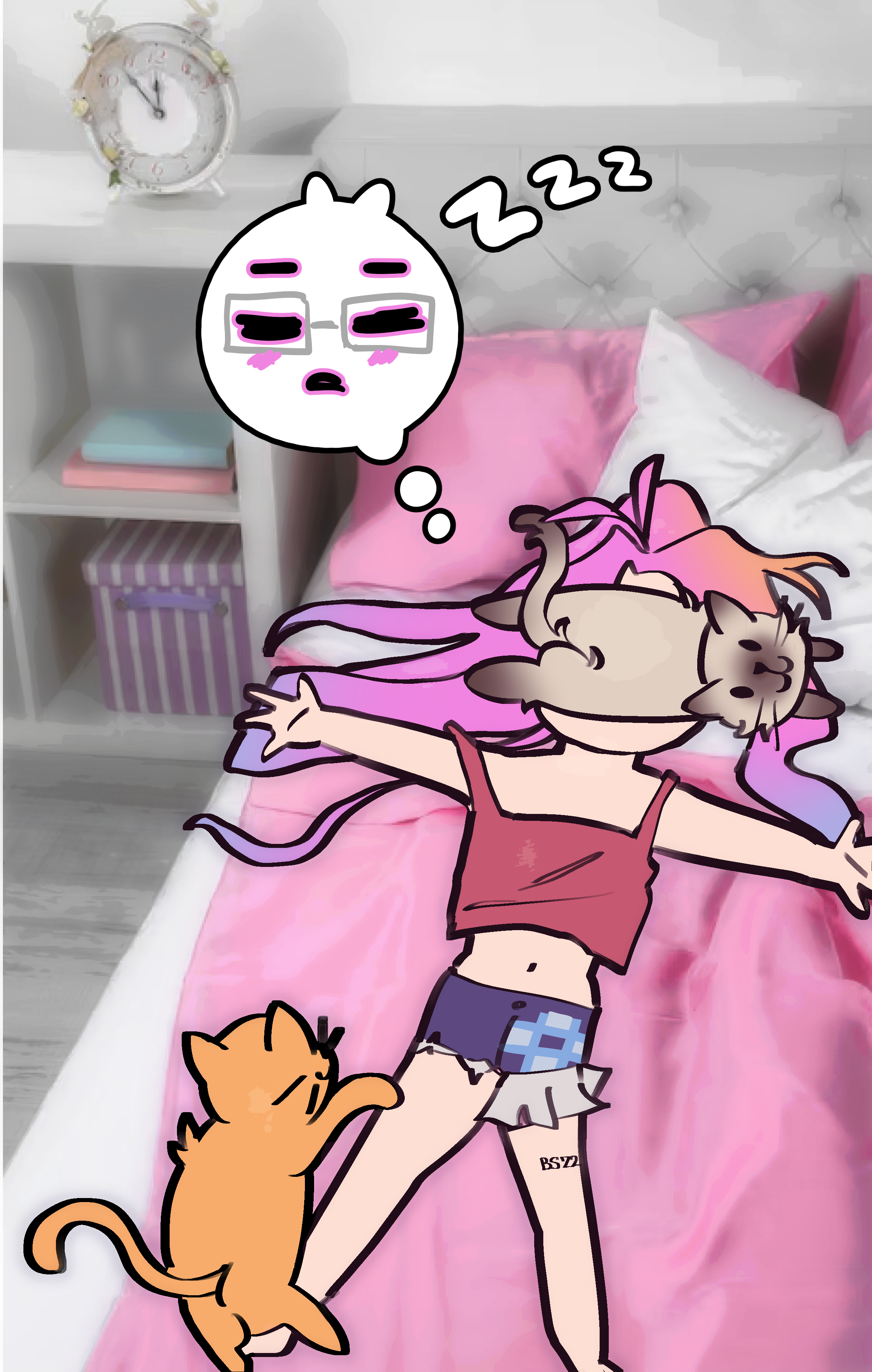 Bsz2-chan a cicáival alszik